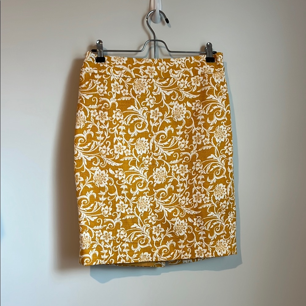 LOFT Floral Yellow pencil Skirt